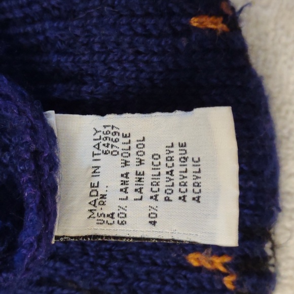 Vintage Benetton Lady's Blue w/Quirky Pattern Sweater Size (Eur) 48 - med - Picture 7 of 8